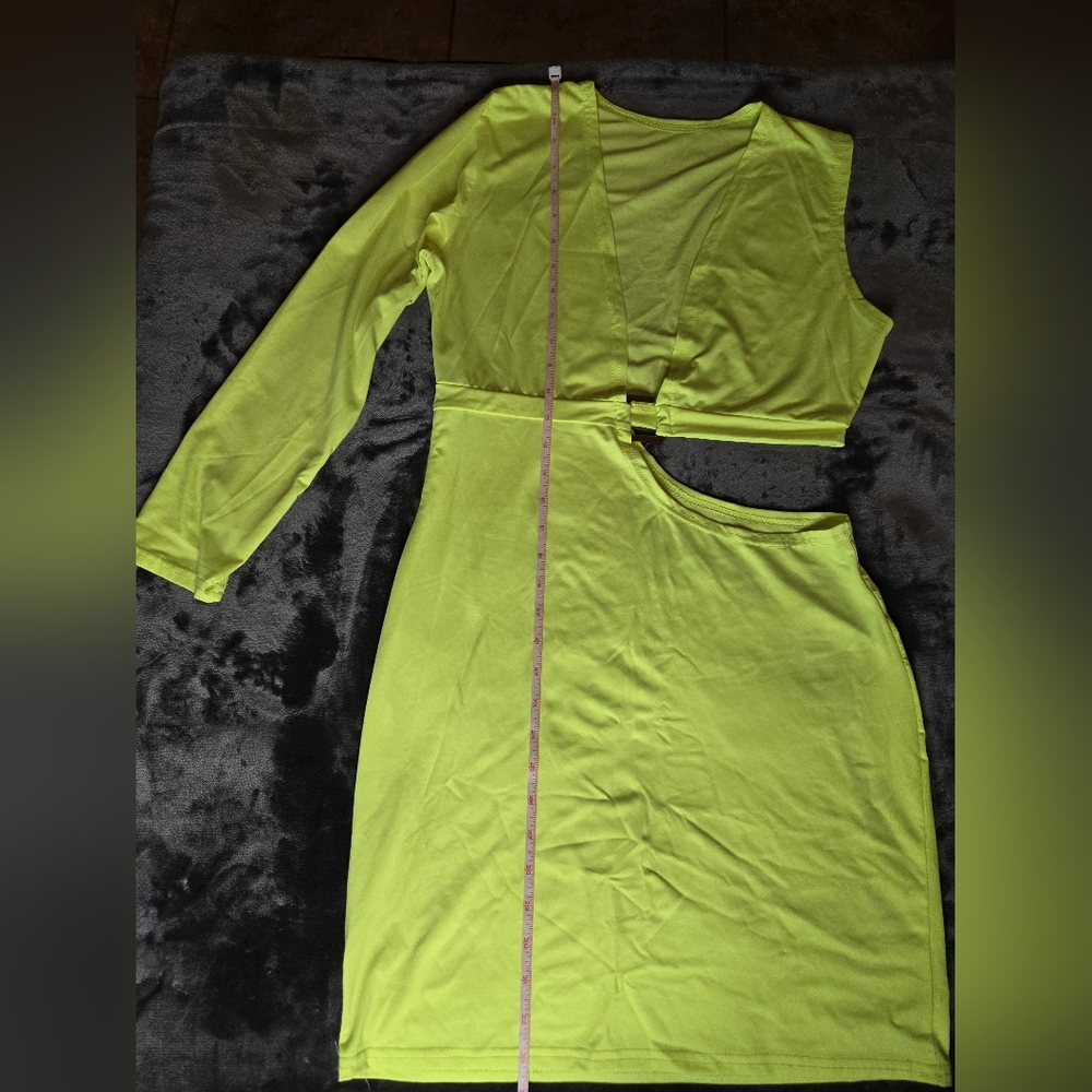 Neon Yellow UV Reactive Cut-Out Bodycon Dress Women's